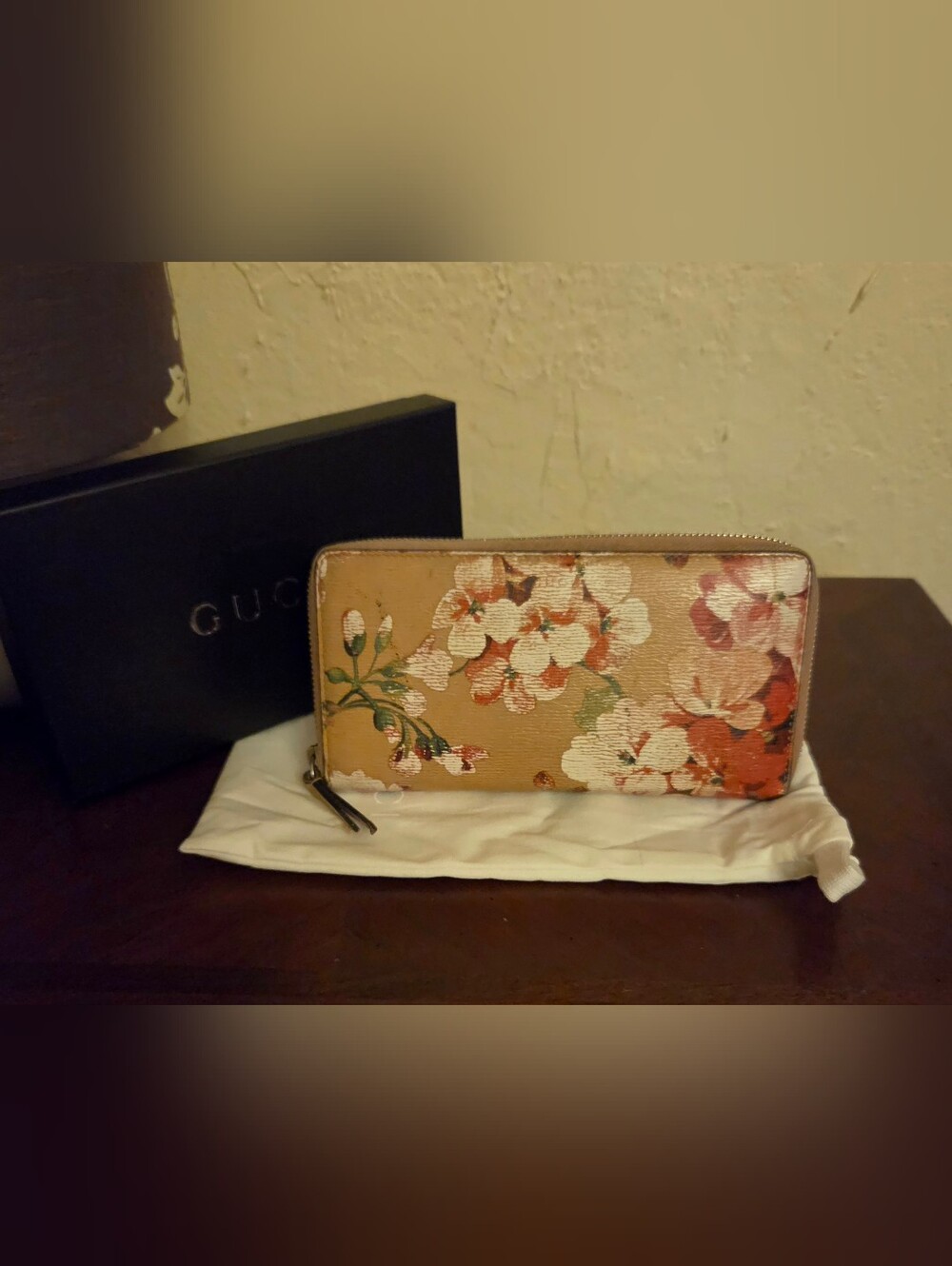 Gucci Blooms Floral Print Zip Around Wallet